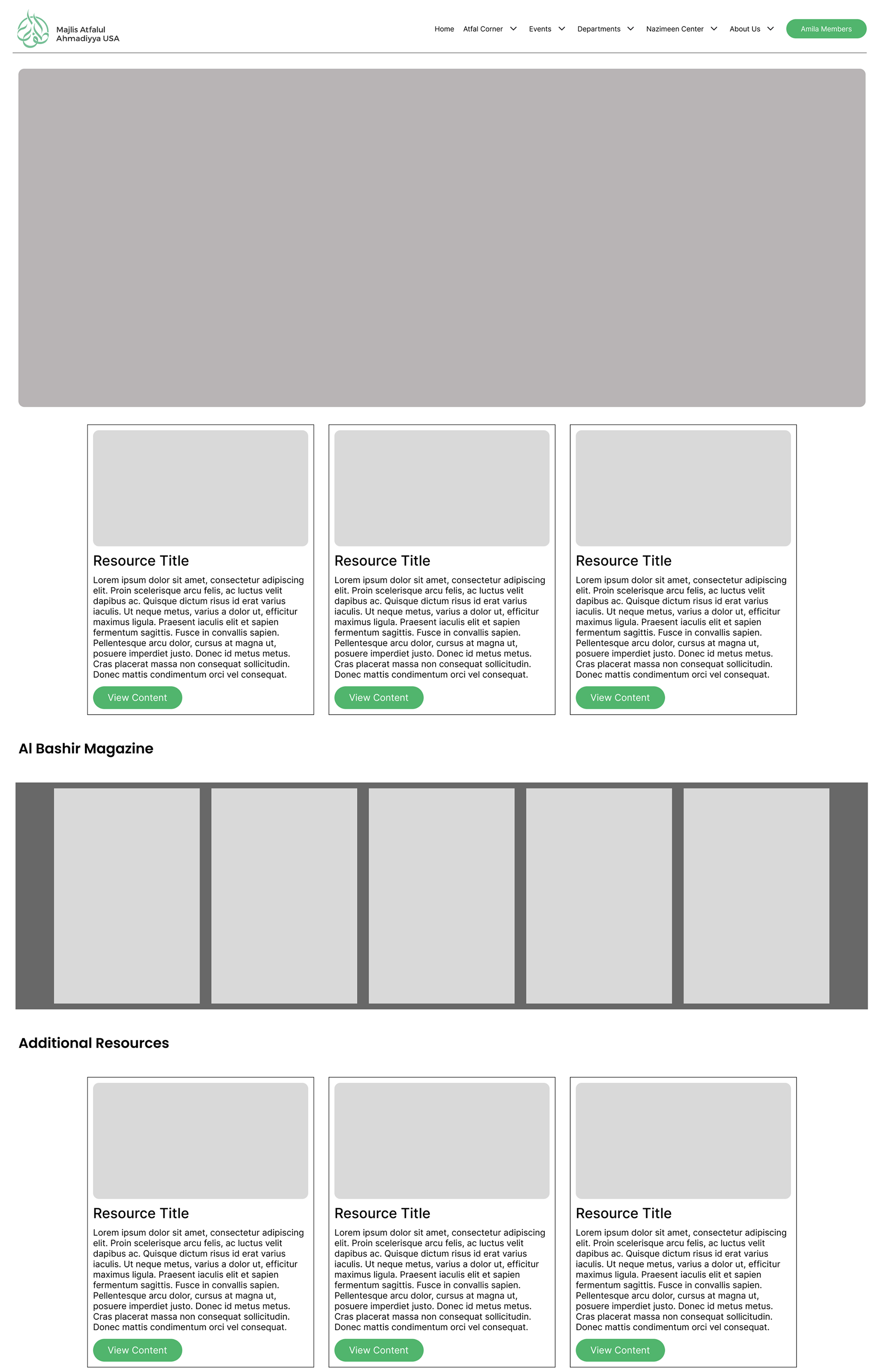 NMYA Homepage Wireframe